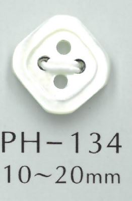 PH134 Bouton Coquillage En Forme De Diamant Avec Bordure 4 Trous Sakamoto Saji Shoten