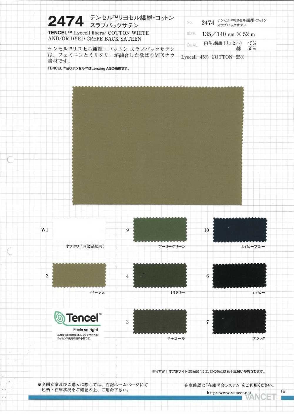 2474 TENCEL / COTON Slabback Satin[Fabrication De Textile] VANCET