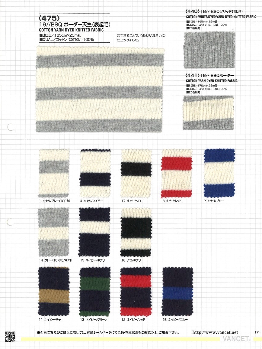 475 16// Jersey De Coton à Rayures Horizontales BSQ (Surface Floue)[Fabrication De Textile] VANCET