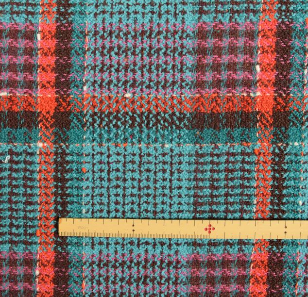 Y6513 LINTON Linton Tweed Fabriqué En Angleterre Textile Bleu Turquoise X Rouge LINTON