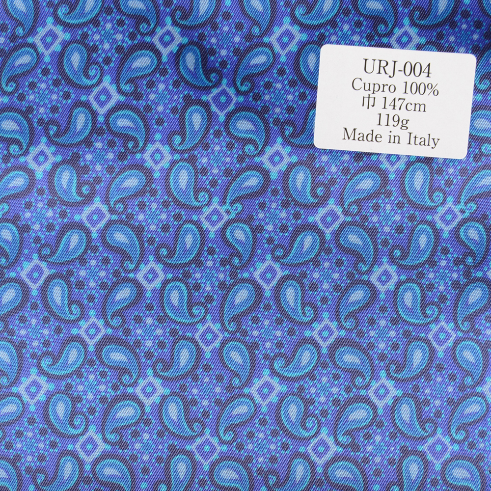 URJ-004 Made In Italy Cupra 100% Imprimé Doublure Motif Paisley Bleu Clair[Garniture] SDC