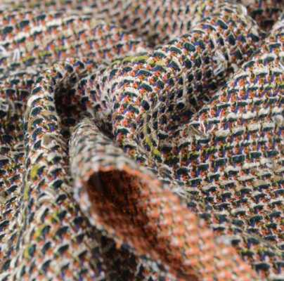 Z6354 LINTON Textile Tweed Fabriqué En Angleterre Violet Bleu X Orange X Blanc LINTON Sous-photo