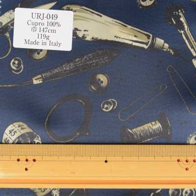URJ-049 Made In Italy Cupra Doublure Imprimée 100% Outils De Couture Et Motif De Bouton Bleu[Garniture] SDC Sous-photo