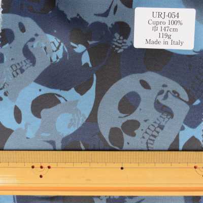 URJ-054 Fabriqué En Italie Cupra Doublure 100% Imprimée Motif Squelette Bleu[Garniture] SDC Sous-photo