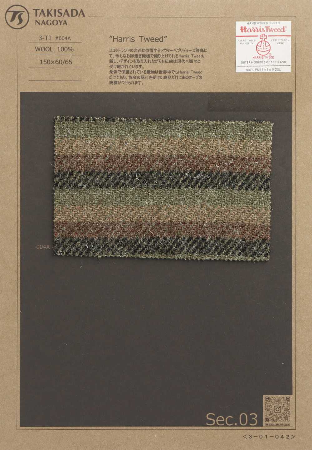 3-TJ004A HARRIS Harris Tweed Rayures Horizontales Aléatoires[Fabrication De Textile] Takisada Nagoya