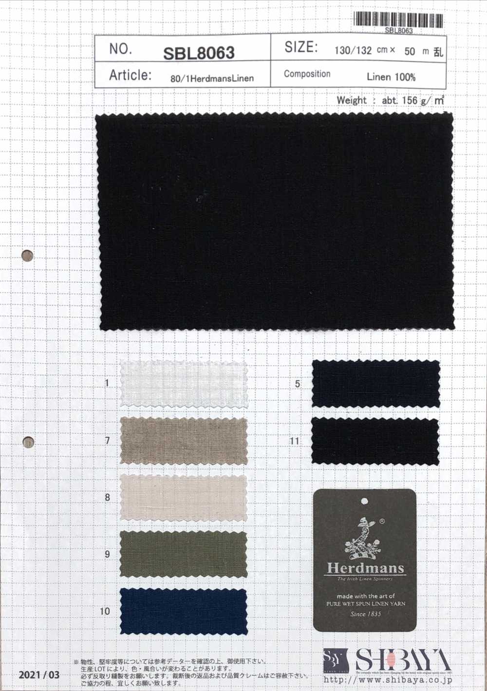 SBL8063 Linge De Hardman 80/1[Fabrication De Textile] SHIBAYA