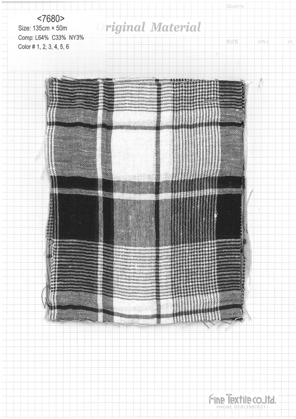 7680 Lin Coton Carreaux[Fabrication De Textile] Textile Fin