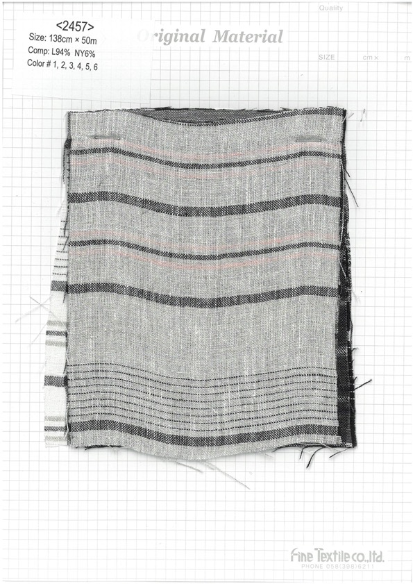 2457 Lin Chiné Multi Rayures Horizontales[Fabrication De Textile] Textile Fin