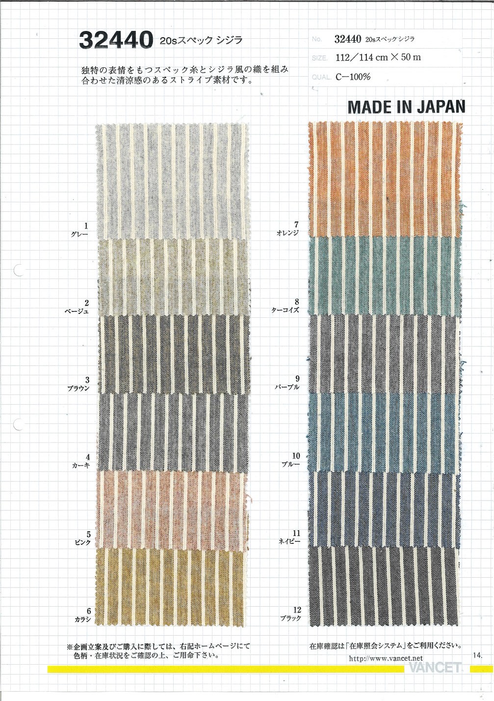 32440 Spécification Shijira 20 Fils[Fabrication De Textile] VANCET