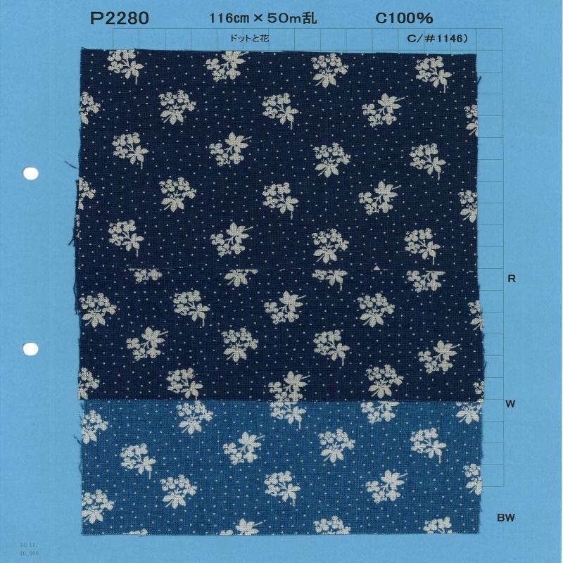 P2280-dotflower Chambray Discharge Imprimé Pois Et Fleurs[Fabrication De Textile] Textile Yoshiwa