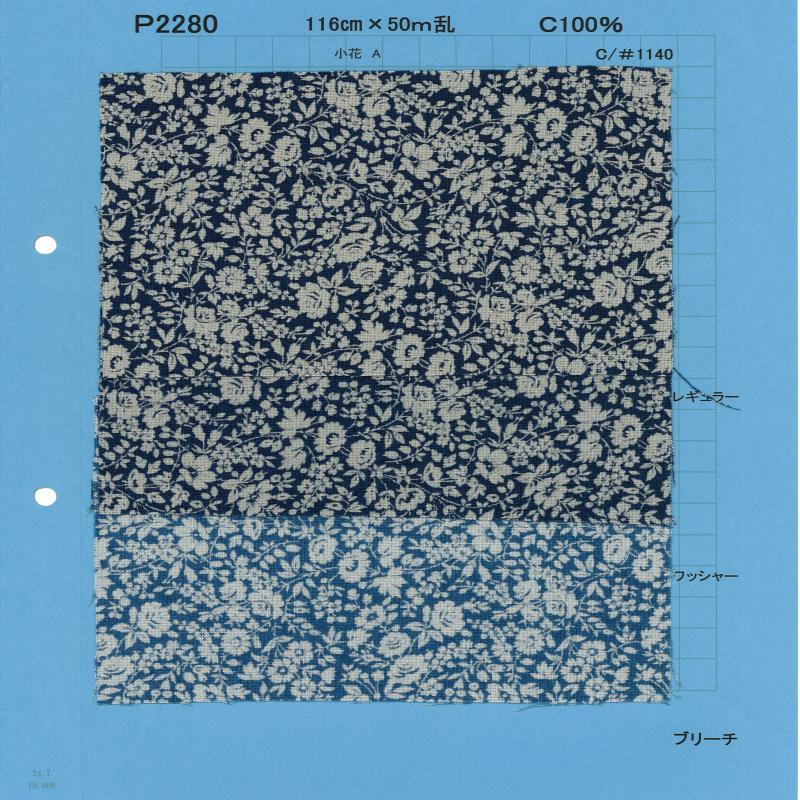 P2280-floretA Chambray Décharge Imprimé Petite Fleur A[Fabrication De Textile] Textile Yoshiwa