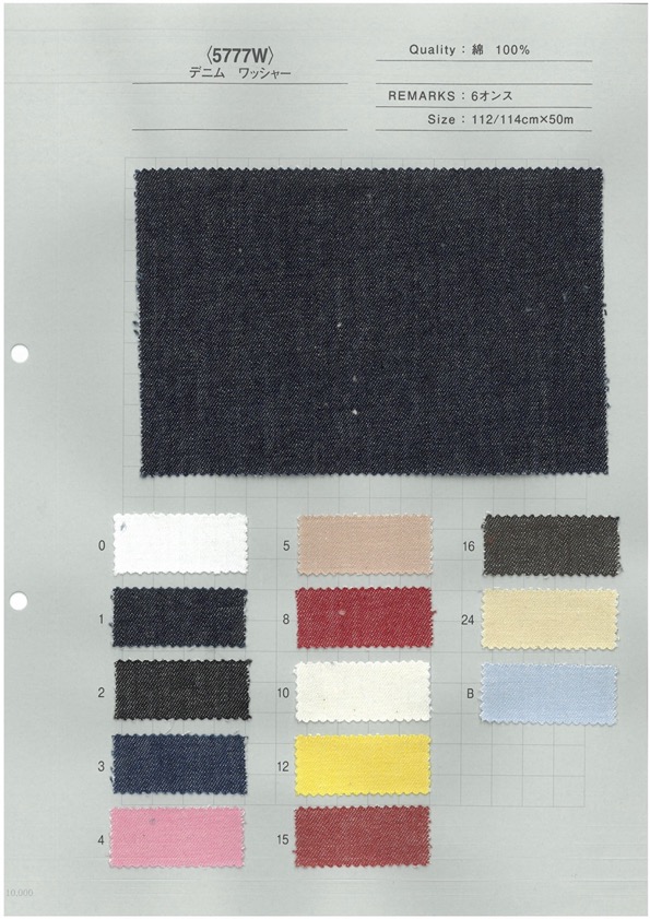 5777W Variations De Couleurs Abondantes Color Denim Washer Processing 6 Onces[Fabrication De Textile] Textile Yoshiwa