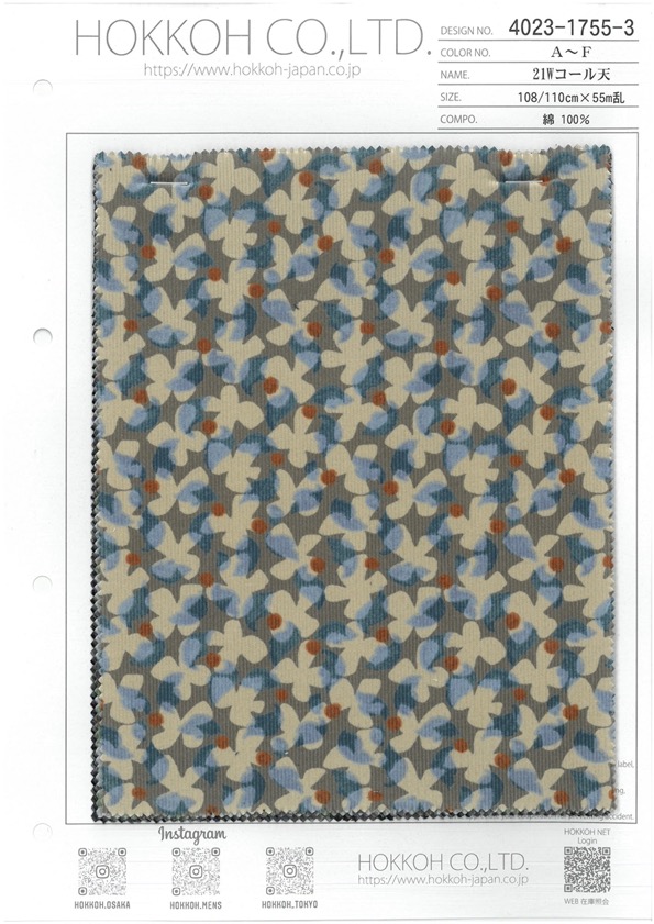 4023-1755-3 Velours Côtelé 21W[Fabrication De Textile] HOKKOH