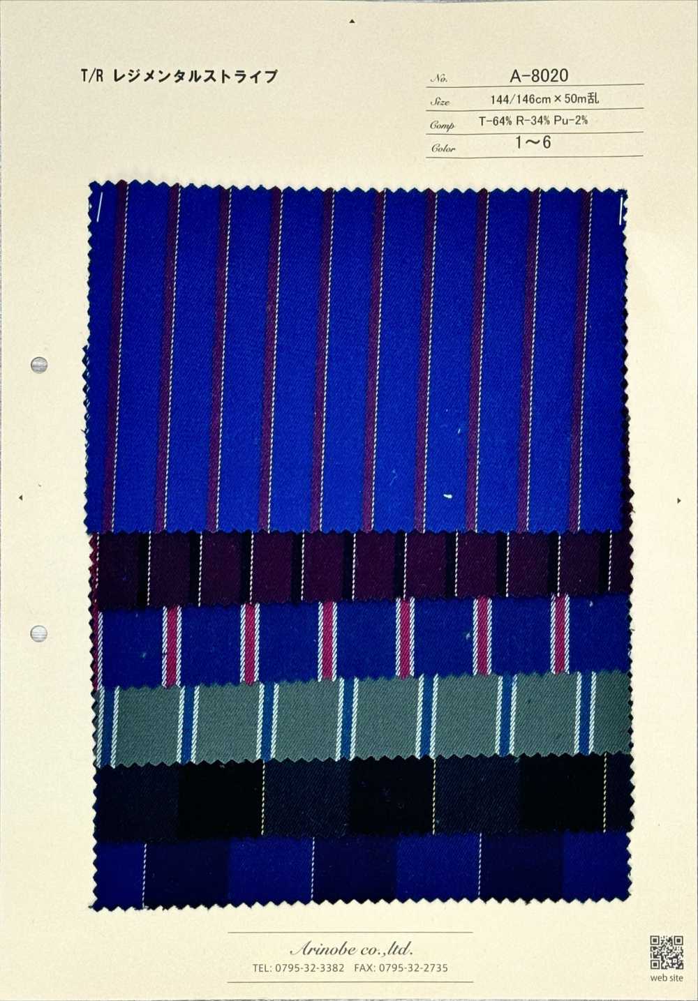 A-8020 Rayures Régimentaires T/R[Fabrication De Textile] ARINOBE CO., LTD.