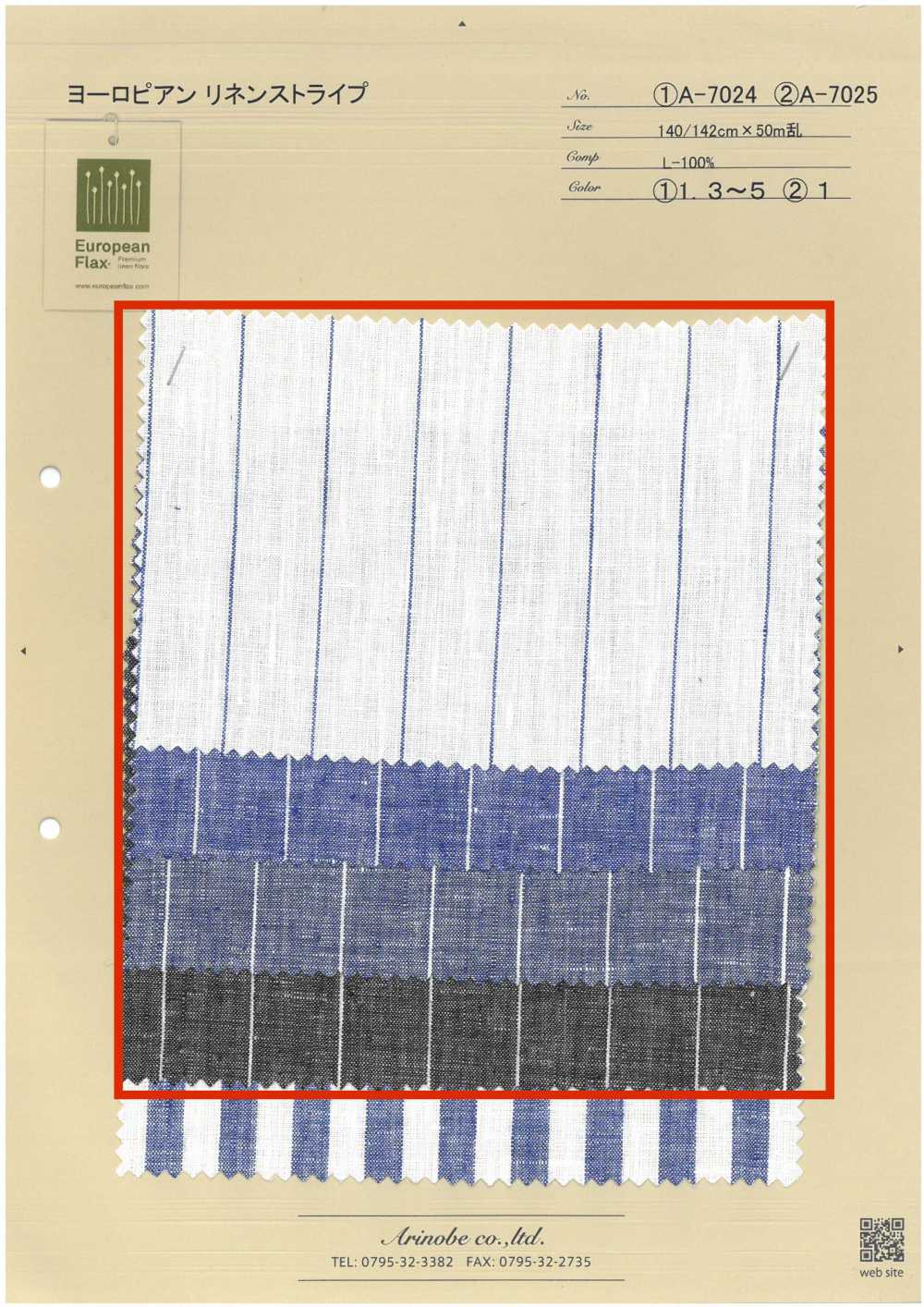 A-7024 Rayures De Lin Européennes[Fabrication De Textile] ARINOBE CO., LTD.