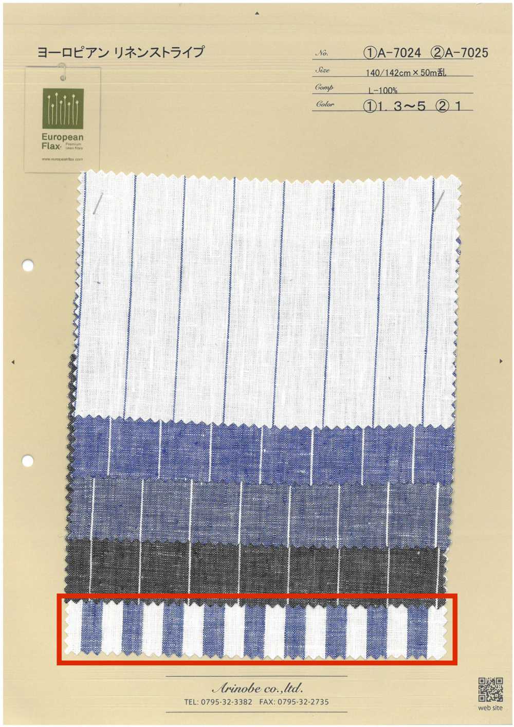 A-7025 Rayures De Lin Européennes[Fabrication De Textile] ARINOBE CO., LTD.