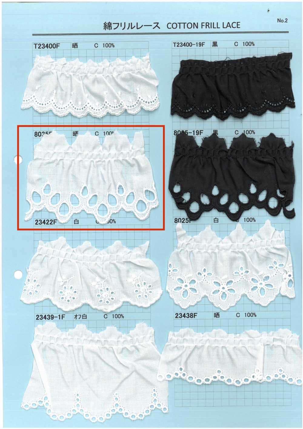 8035F Dentelle à Volants En Coton Kyowa Lace