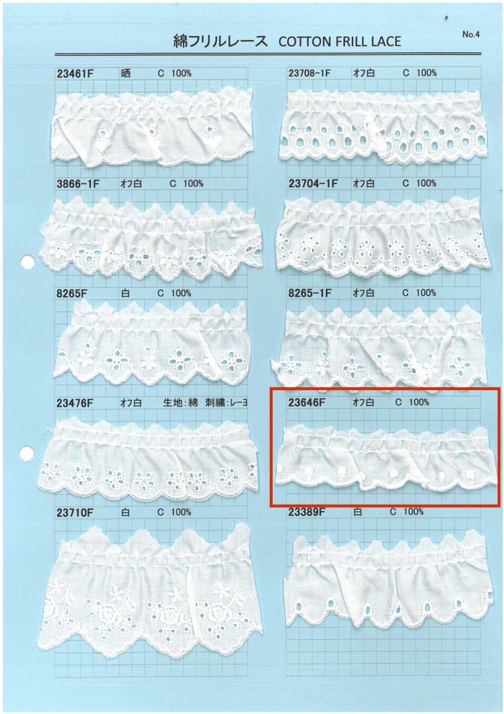 23646F Dentelle à Volants En Coton Kyowa Lace