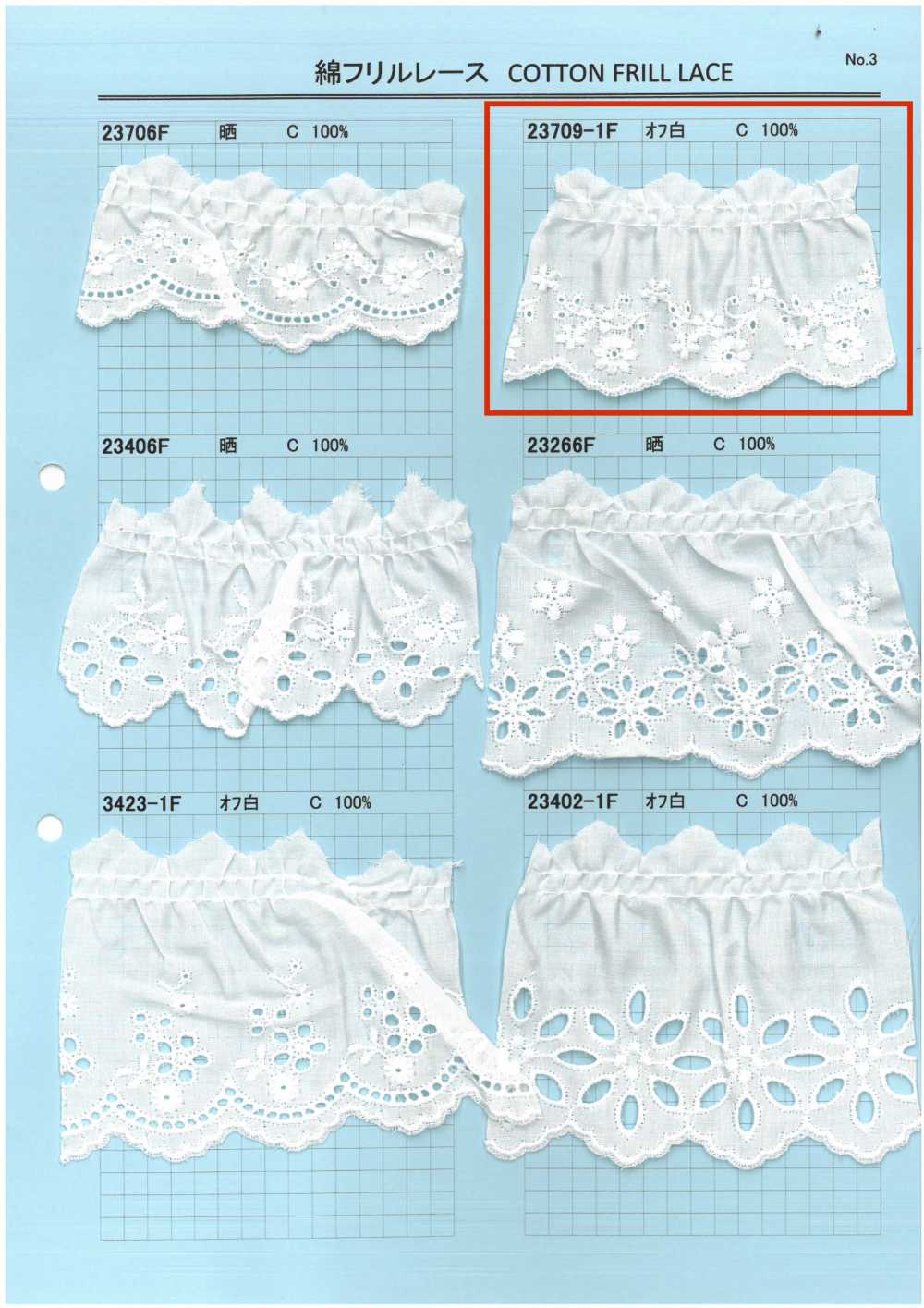23709-1F Dentelle à Volants En Coton Kyowa Lace