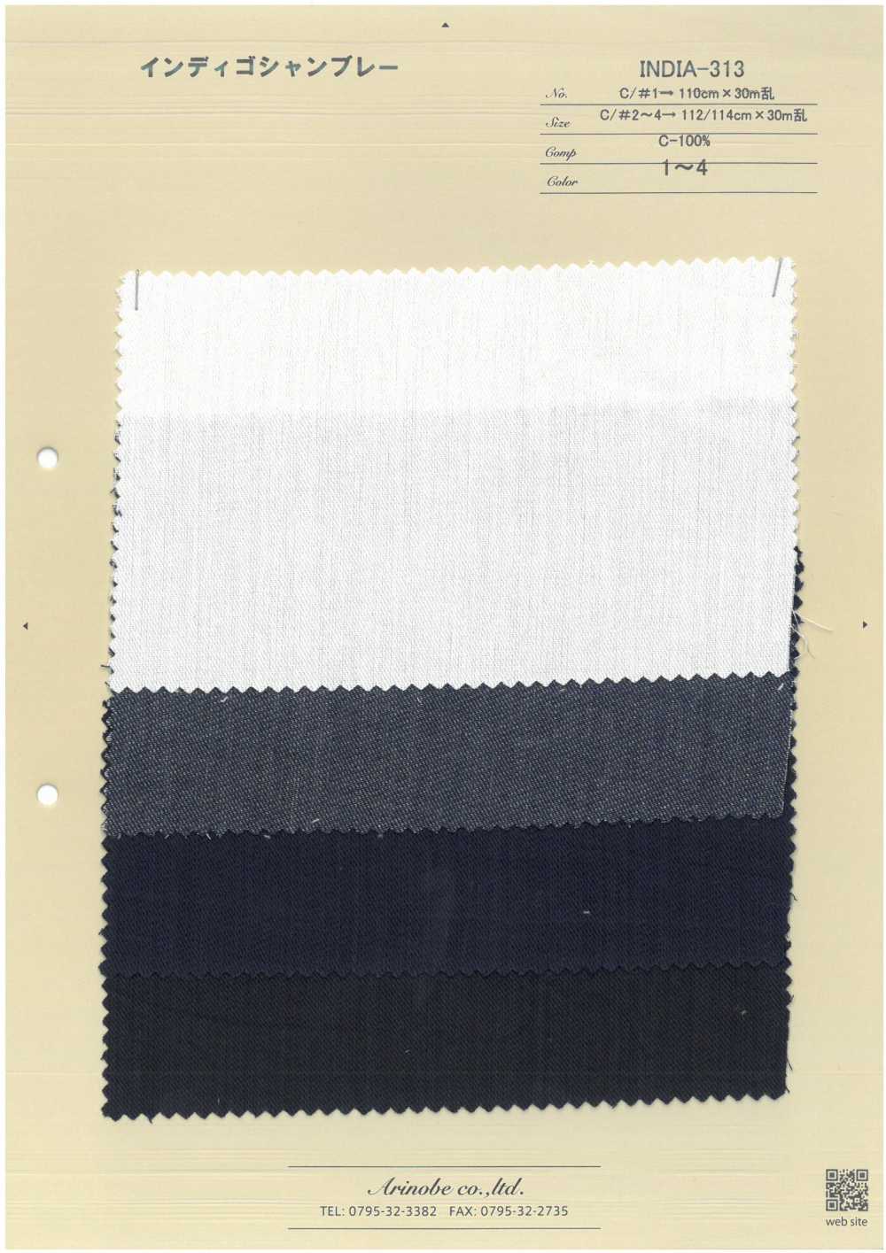 INDIA-313 Chambray Indigo[Fabrication De Textile] ARINOBE