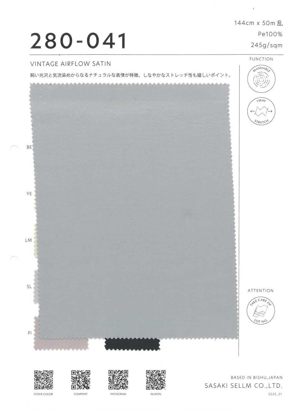 280-041 Satin Airflow Vintage[Fabrication De Textile] SASAKISELLM