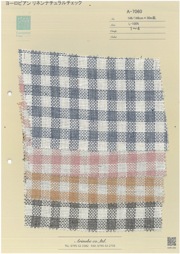 A-7060 Lin Européen à Carreaux Naturels[Fabrication De Textile] ARINOBE