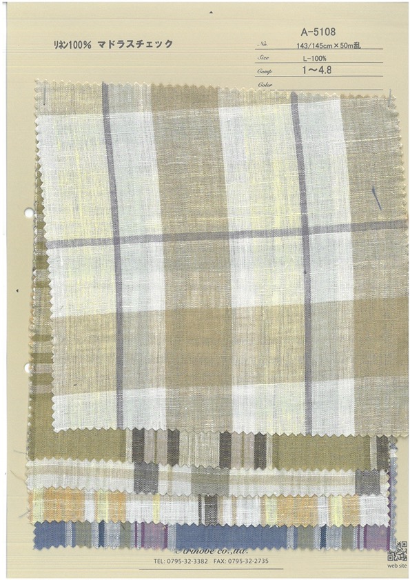 A-5108 100 % Lin, Carreaux Madras[Fabrication De Textile] ARINOBE
