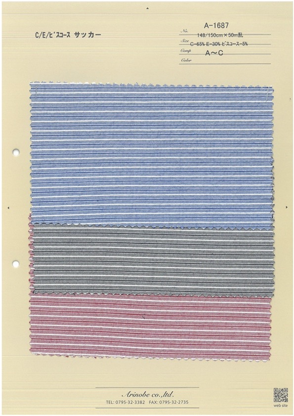 A-1687 C/E/Viscose Seersucker[Fabrication De Textile] ARINOBE