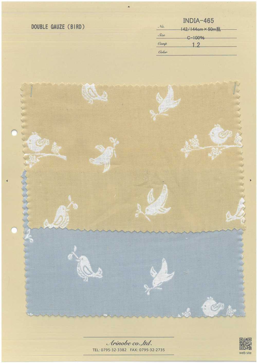 INDIA-465 Oiseau En Double Gaze[Fabrication De Textile] ARINOBE