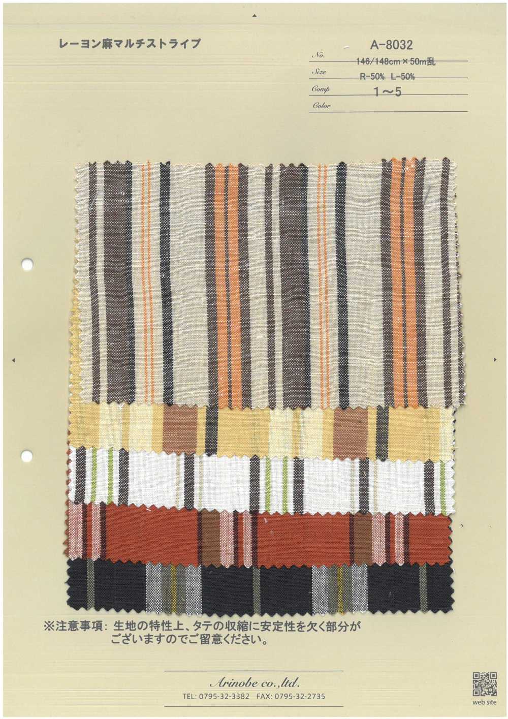 A-8032 Rayonne Lin Multi-rayures[Fabrication De Textile] ARINOBE