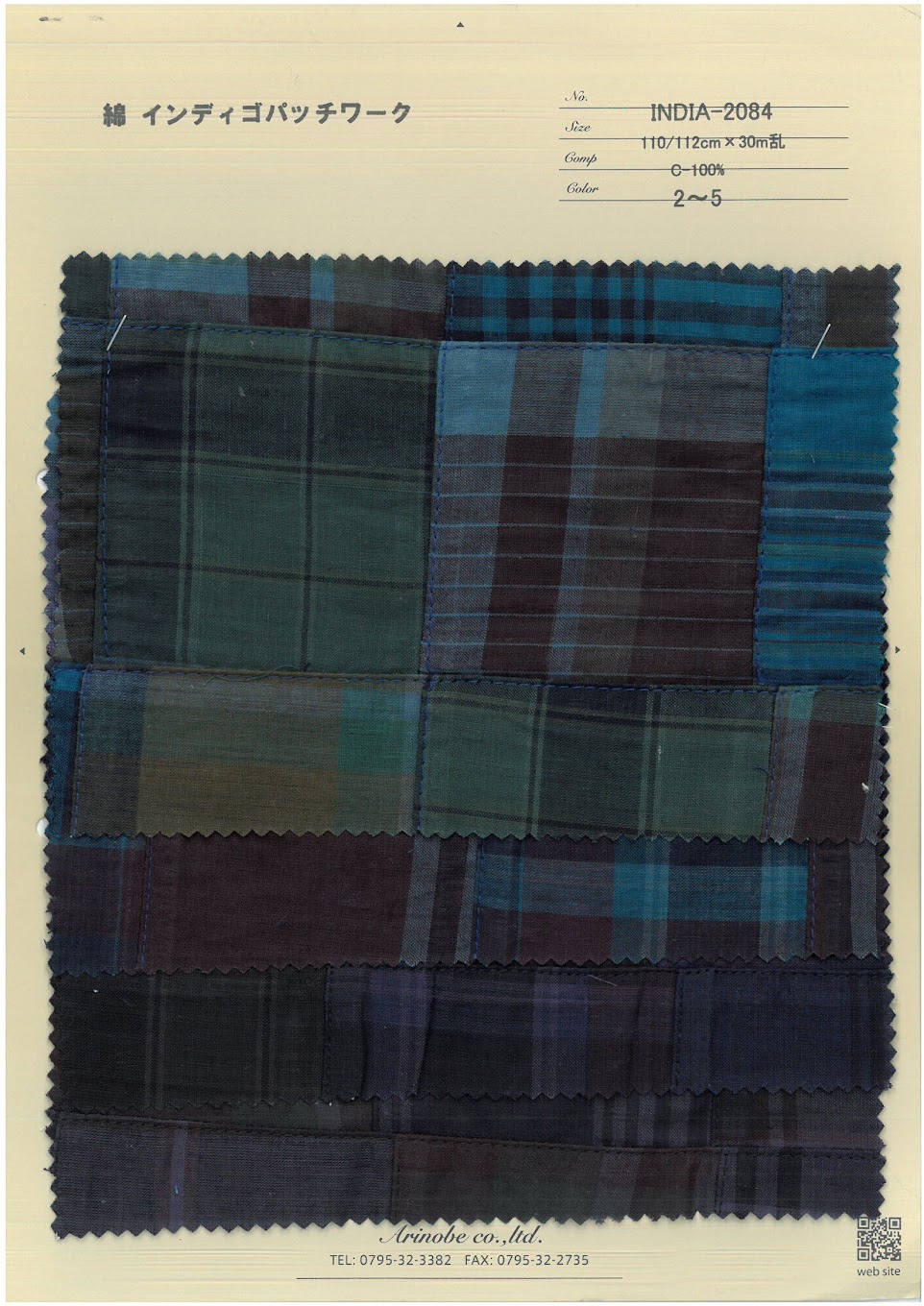 INDIA-2084 Patchwork De Coton Indigo[Fabrication De Textile] ARINOBE