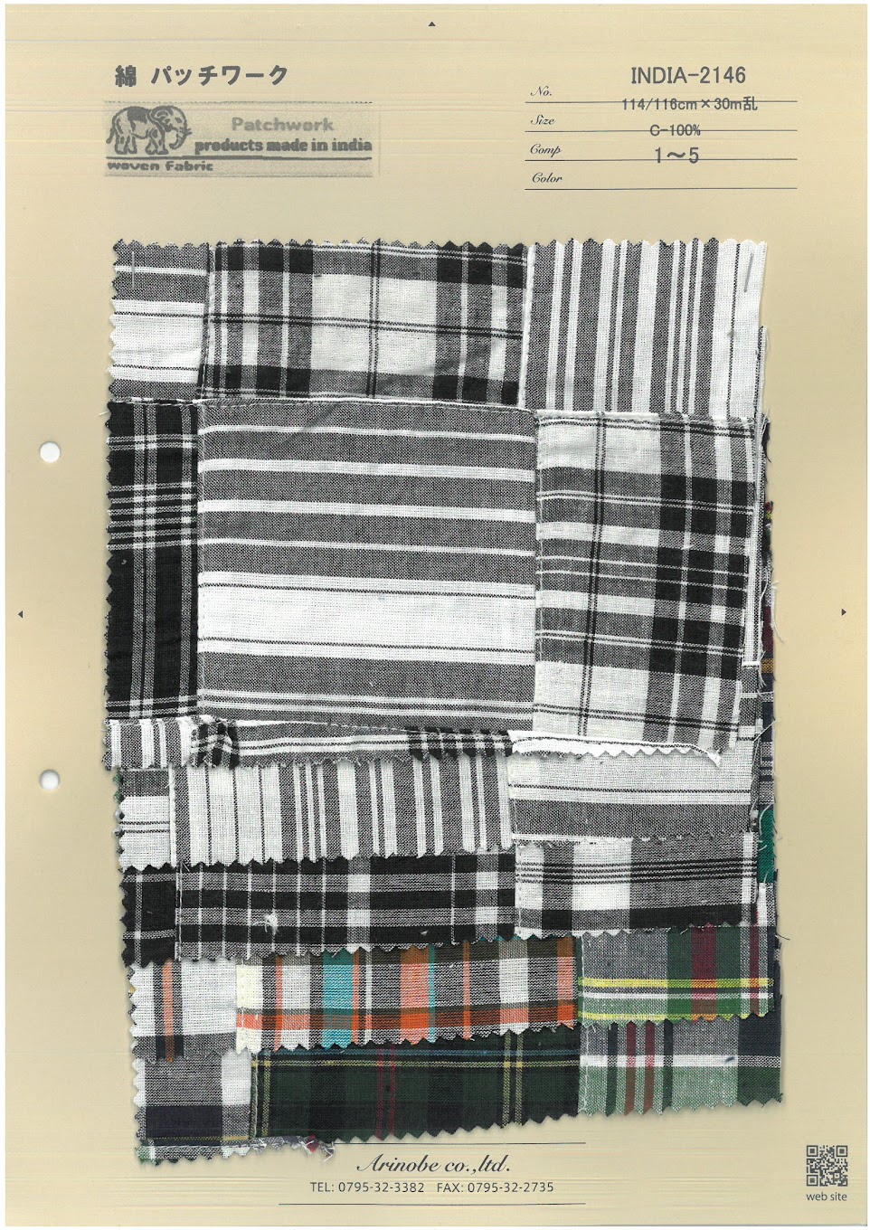 INDIA-2146 Patchwork De Coton[Fabrication De Textile] ARINOBE