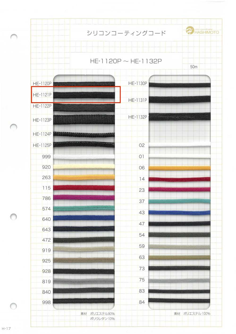 HE-1121P Cordon Recouvert De Silicone MU[Ruban Ruban Cordon] Sans Nom