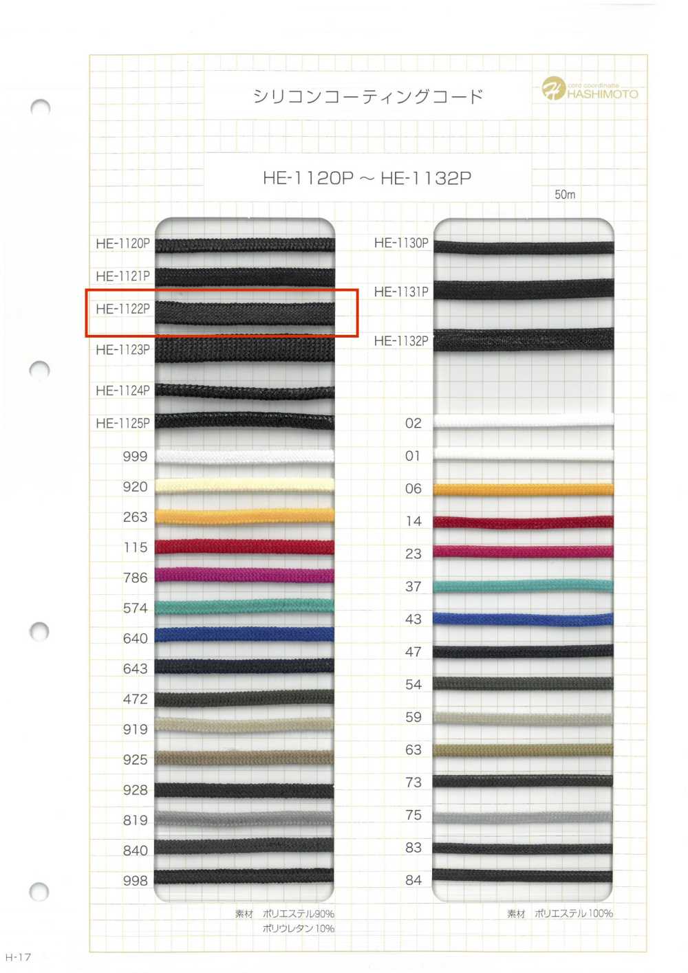 HE-1122P Cordon Recouvert De Silicone M[Ruban Ruban Cordon] Sans Nom