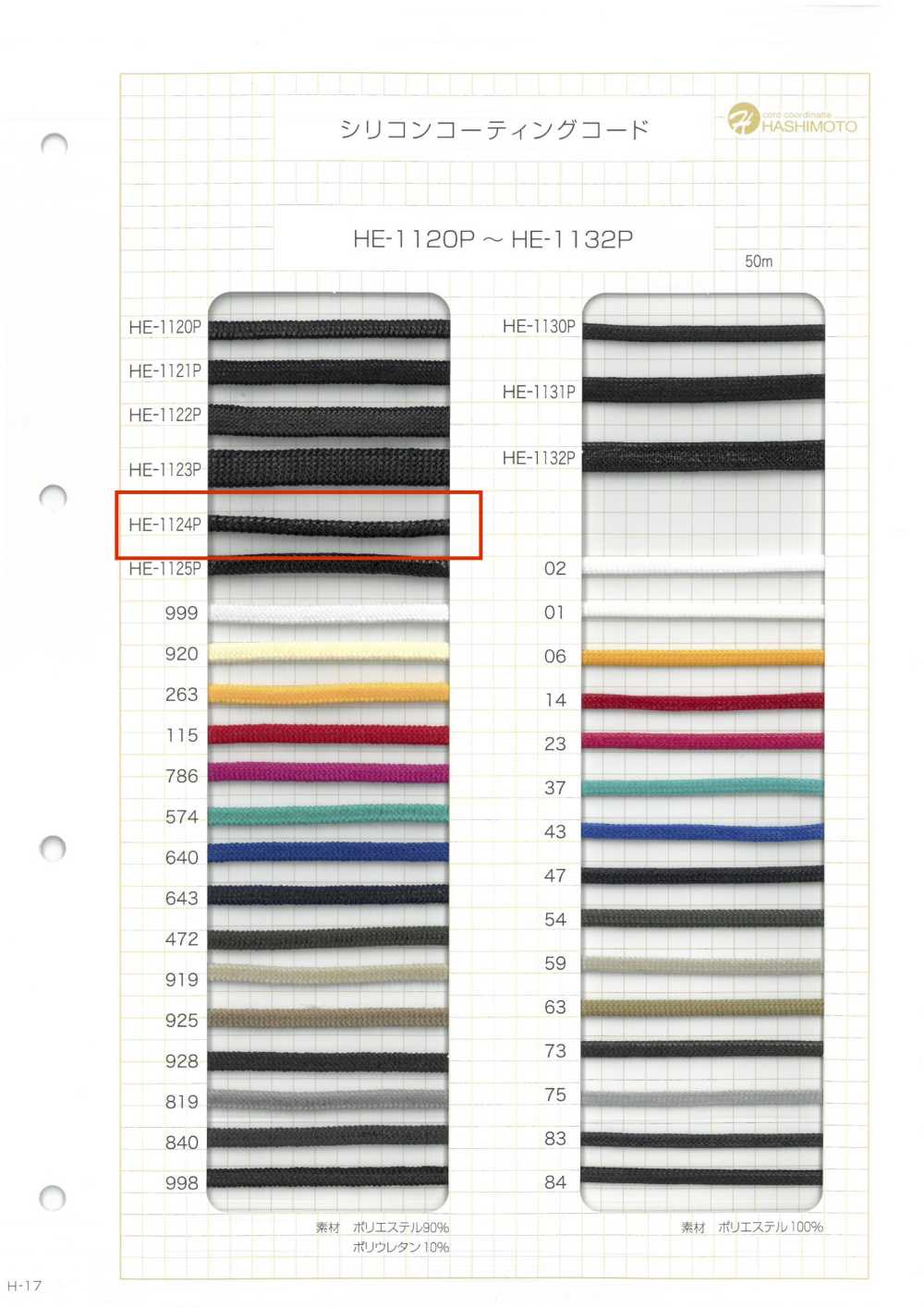 HE-1124P Cordon Recouvert De Silicone M[Ruban Ruban Cordon] Sans Nom