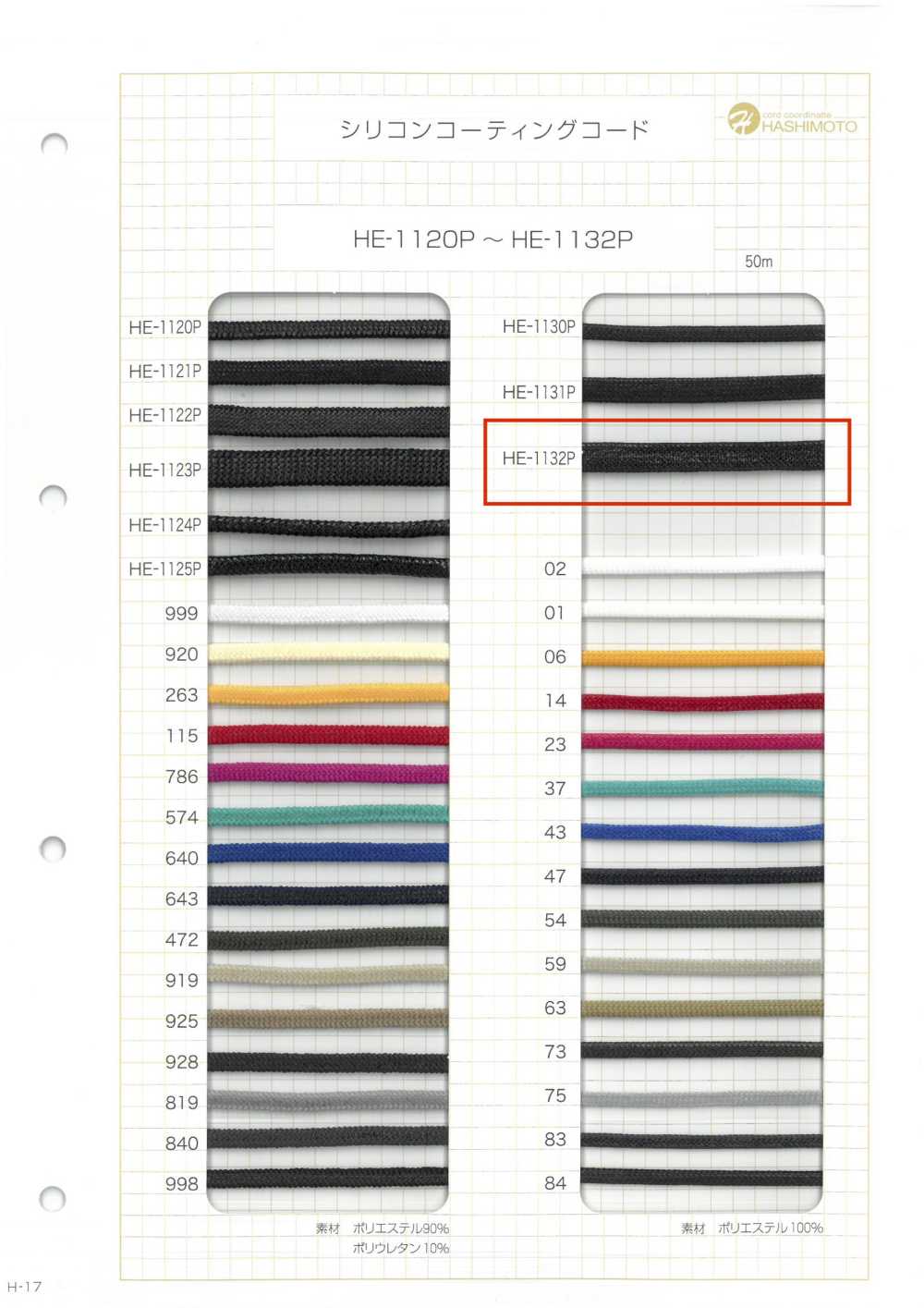 HE-1132P Cordon Recouvert De Silicone M[Ruban Ruban Cordon] Sans Nom