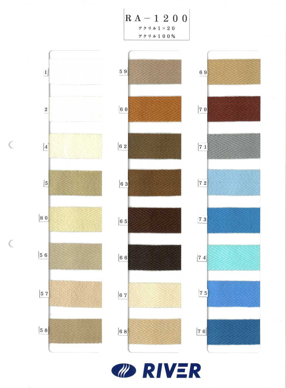 RA-1200 Ruban Sergé Acrylique[Ruban Ruban Cordon] RIVER