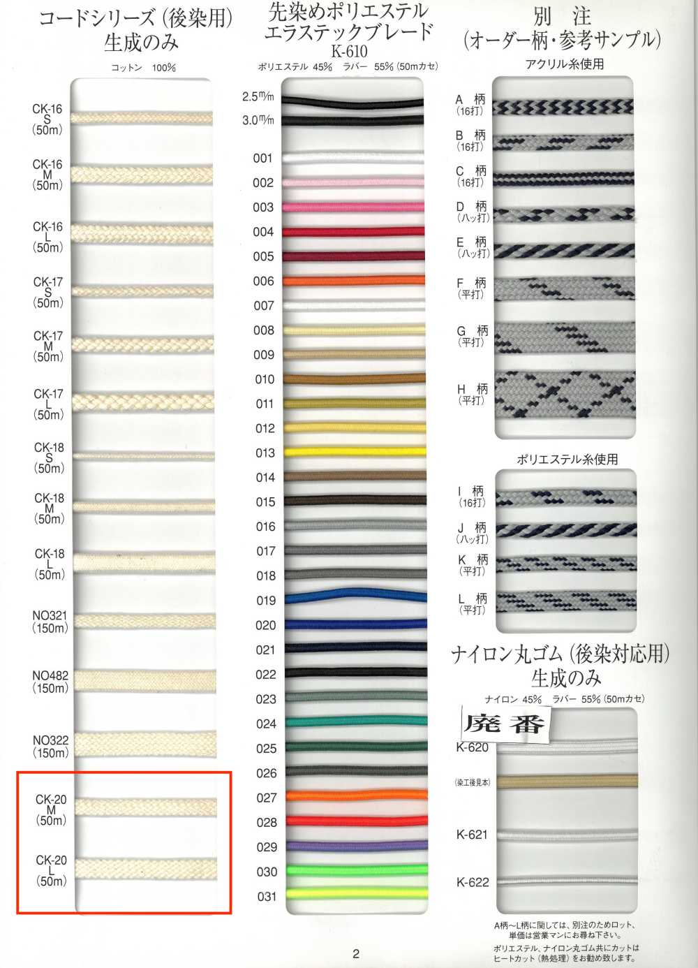 CK-20 Cordon De Coton Pour Teinture En Pièce[Ruban Ruban Cordon] RIVER