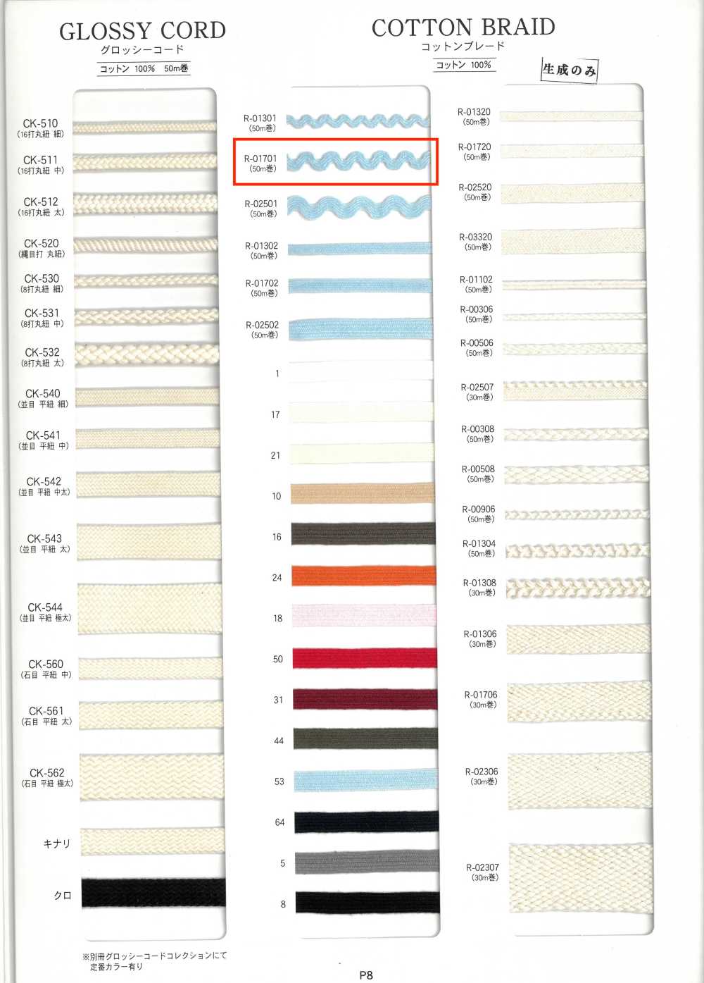 R-01701 Tresse De Coton[Ruban Ruban Cordon] RIVER