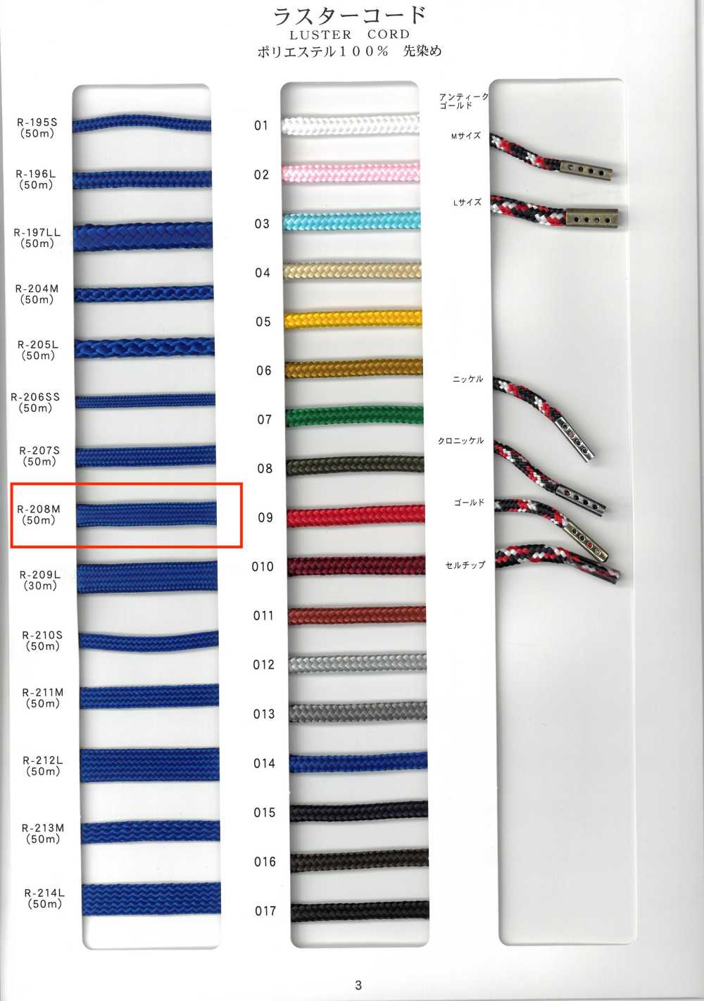 R-208M Cordon Rond Luster Cord, 32 Brins, Teint En Fil[Ruban Ruban Cordon] RIVER