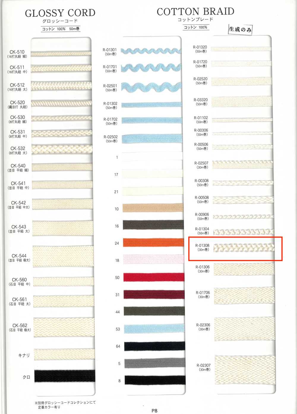 R-01308 Tresse De Coton[Ruban Ruban Cordon] RIVER