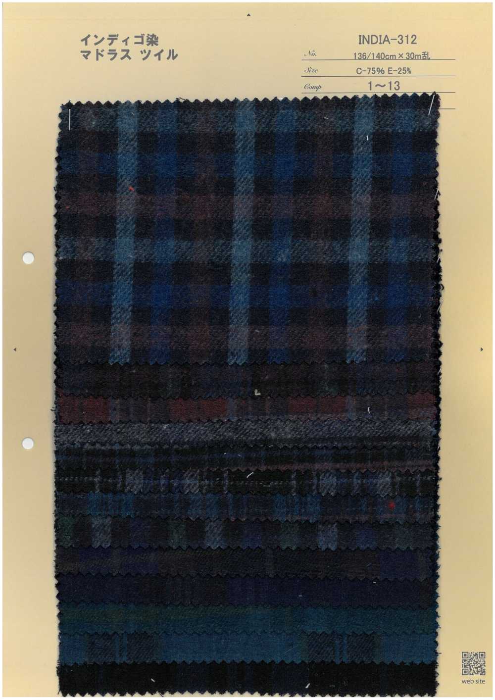 INDIA-312 Sergé Madras Teint à L'indigo[Fabrication De Textile] ARINOBE