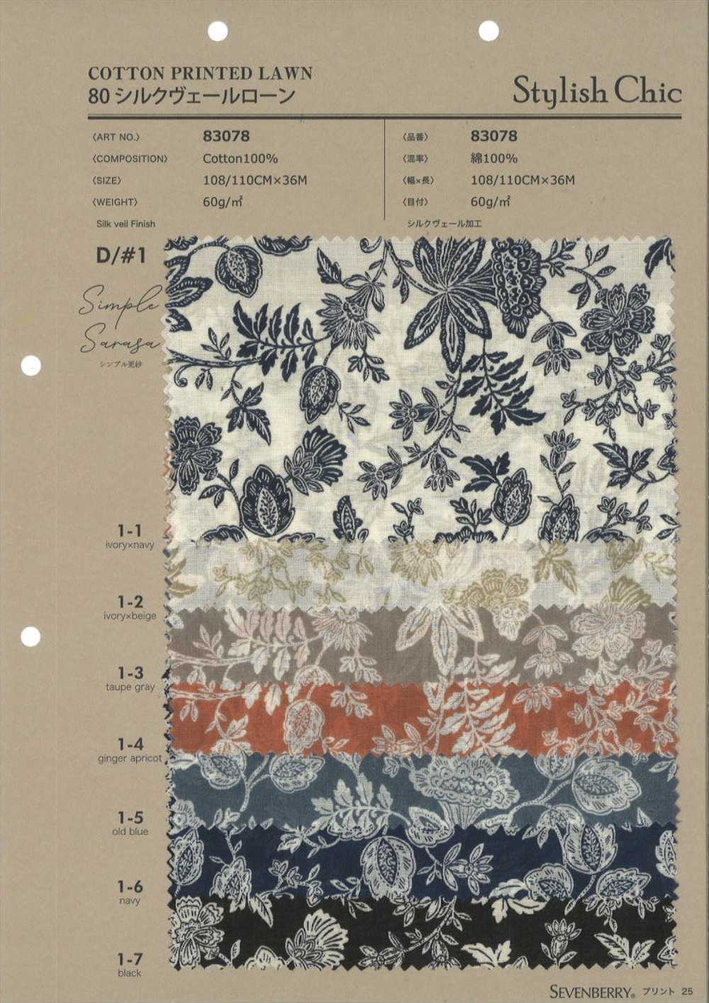 83078 Voile De Soie 80 Cm, Pelouse Simple Sarasa[Fabrication De Textile] VANCET