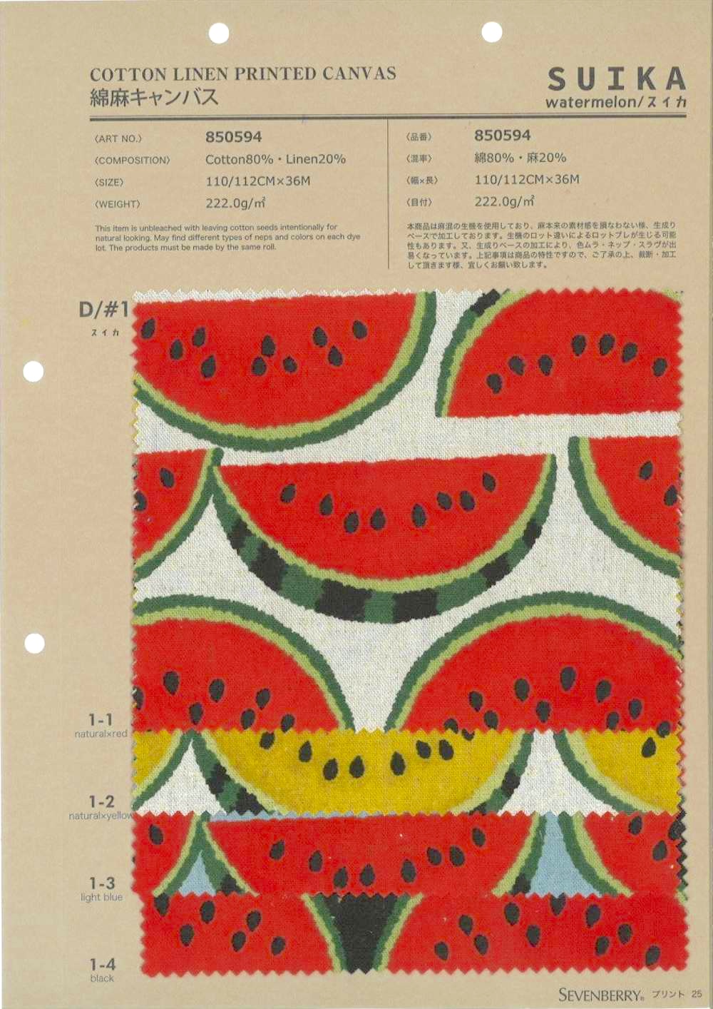 850594 Pastèque En Toile De Lin[Fabrication De Textile] VANCET