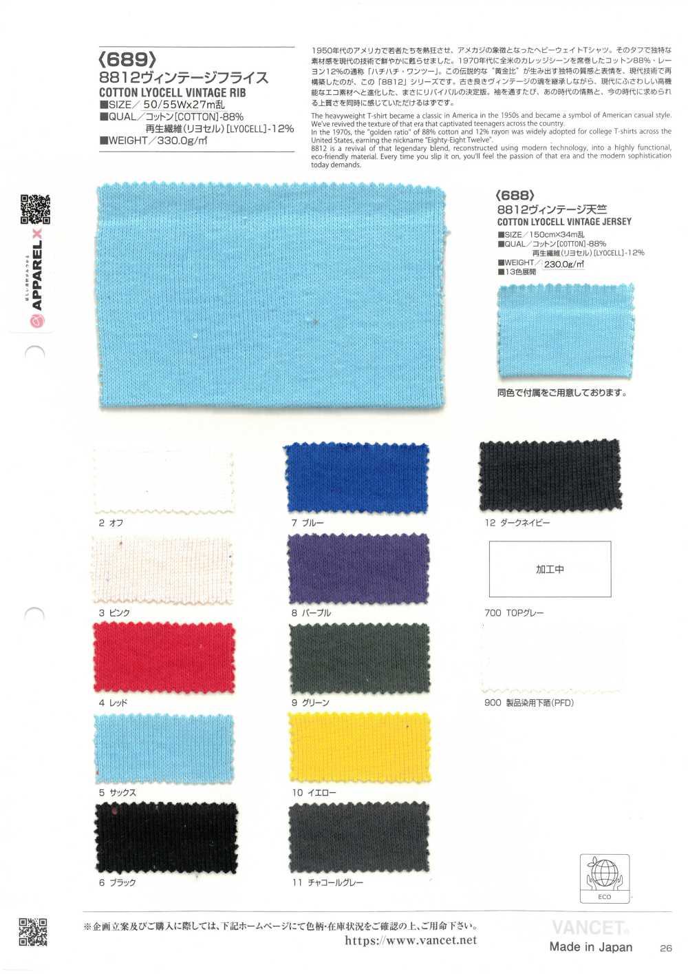 689 8812 Côtes Circulaires Vintage[Fabrication De Textile] VANCET