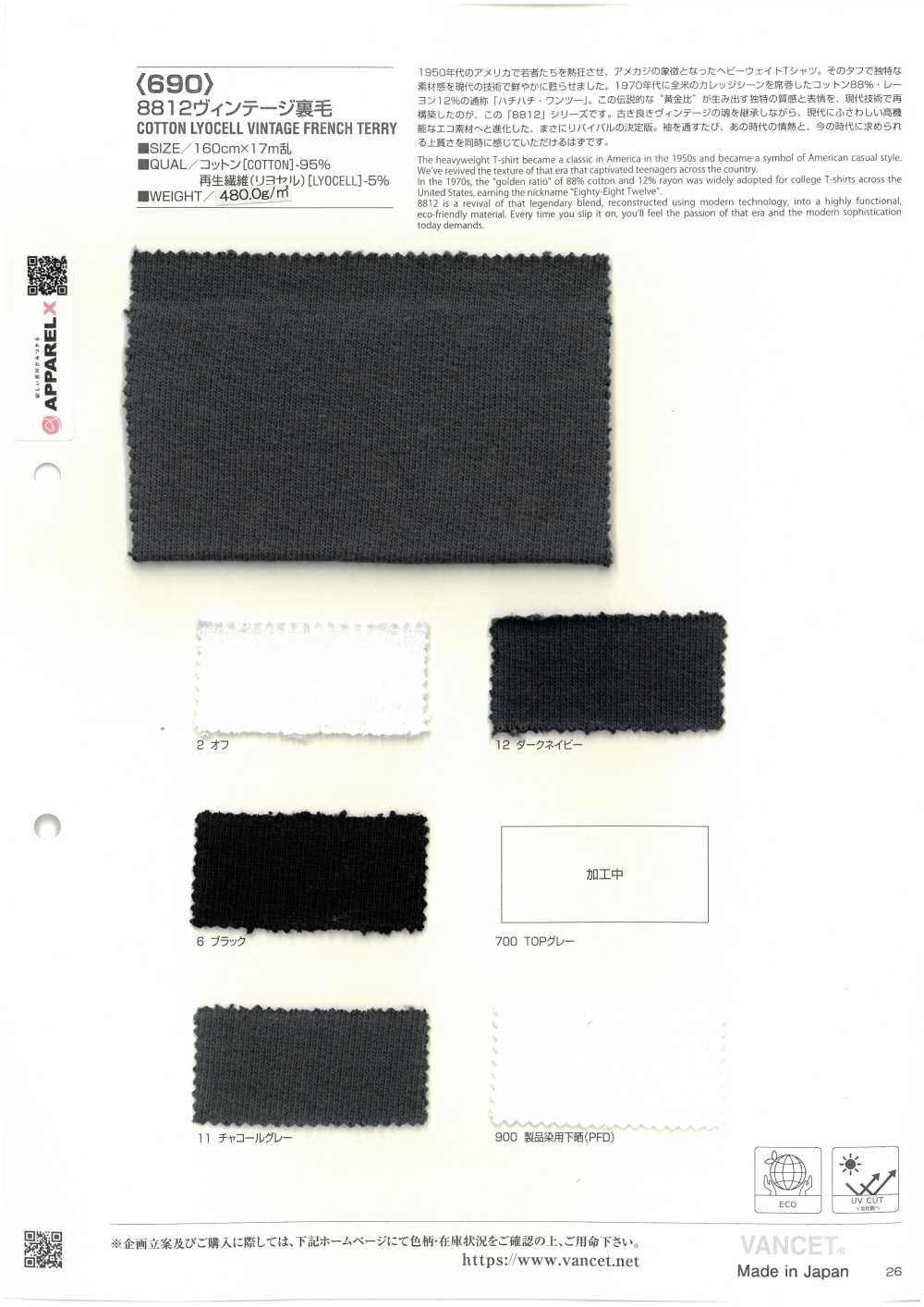 690 8812 Polaire Française Vintage[Fabrication De Textile] VANCET