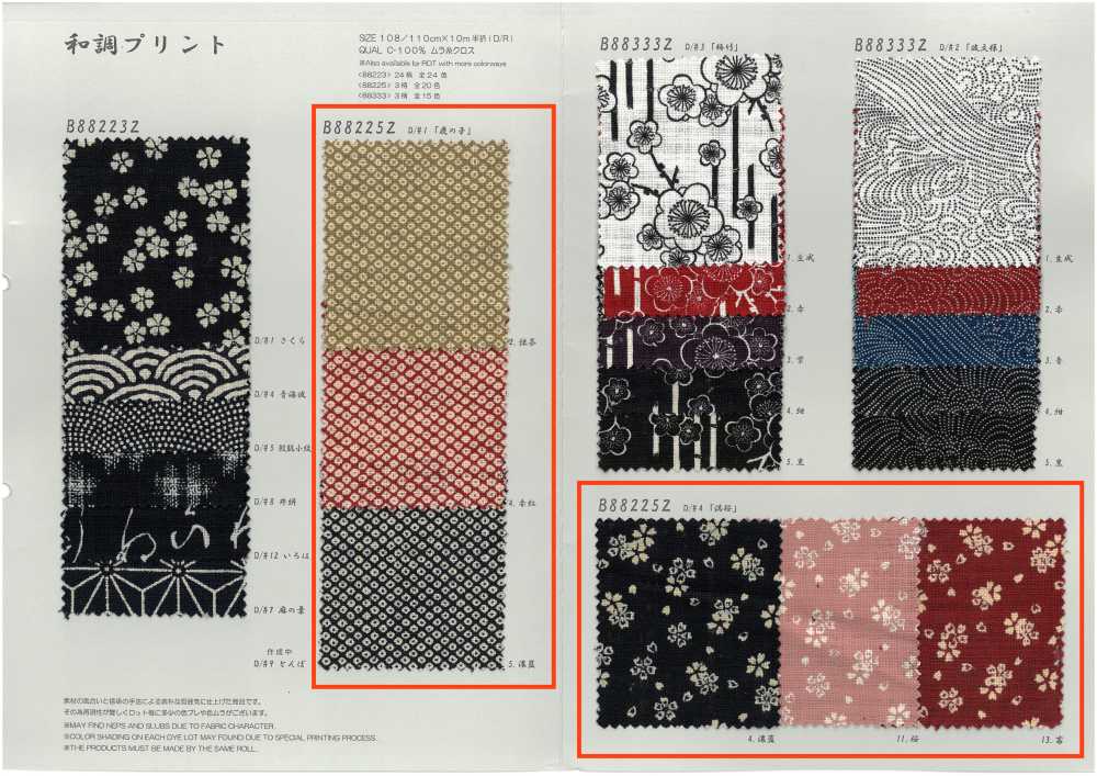 B88225Z Tissu à Fils Irréguliers, Motif De Style Japonais, Plié En Deux[Fabrication De Textile] VANCET