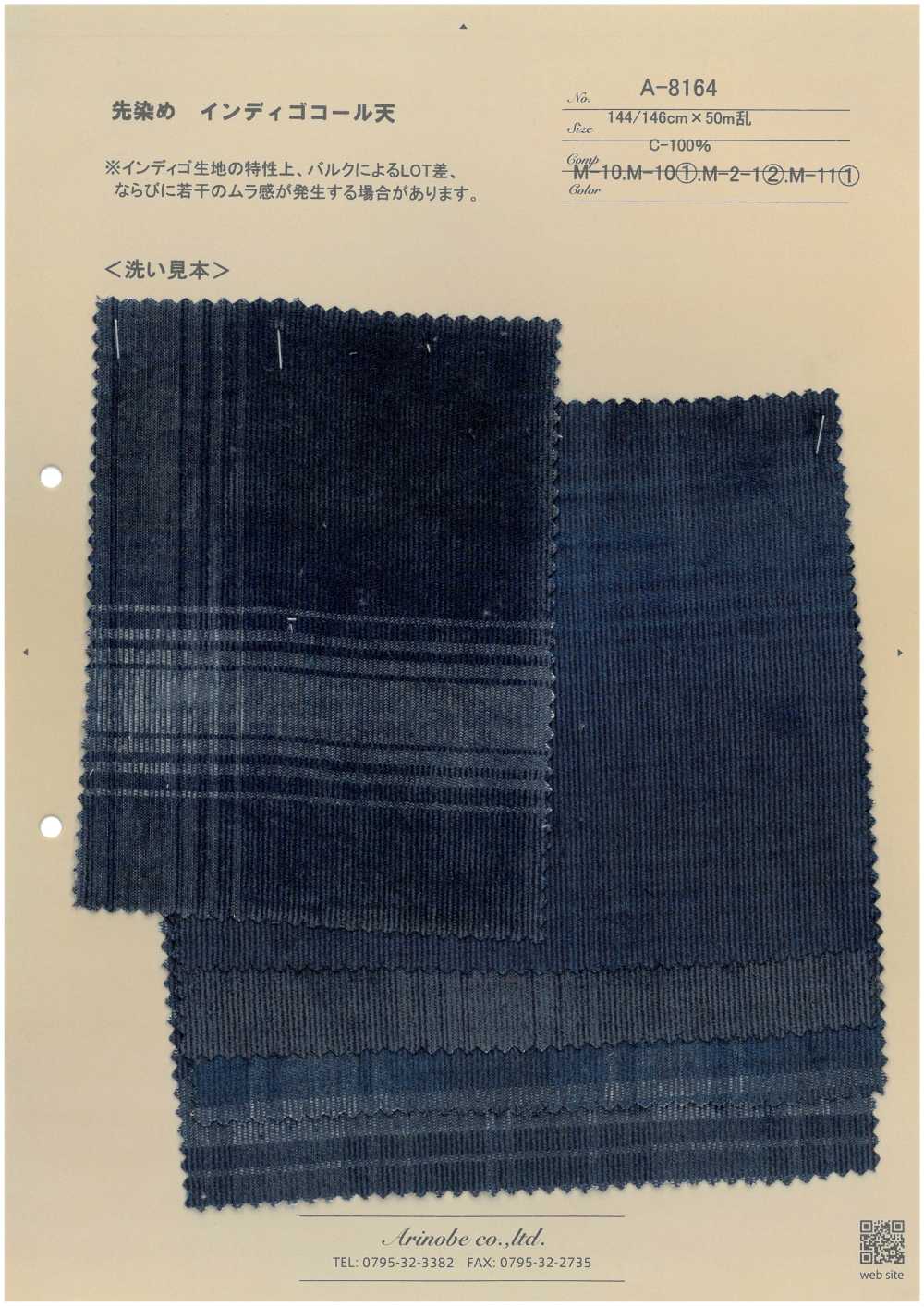 A-8164 Velours Côtelé Indigo Teint En Fil[Fabrication De Textile] ARINOBE