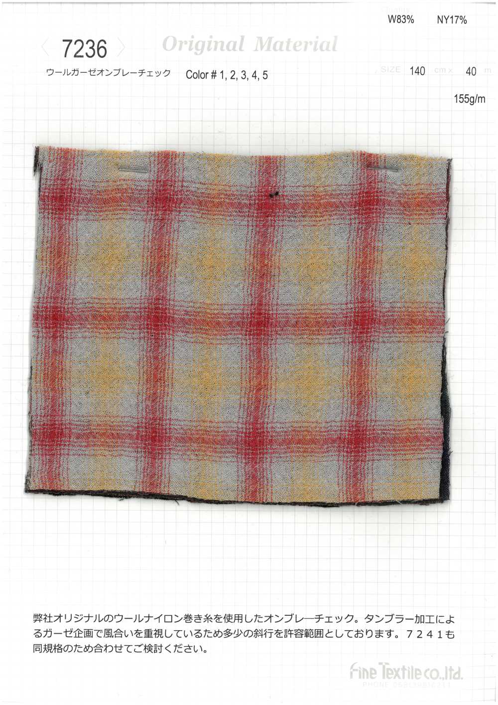 7236 Gaze De Laine à Carreaux Ombrés[Fabrication De Textile] Textiles Fins