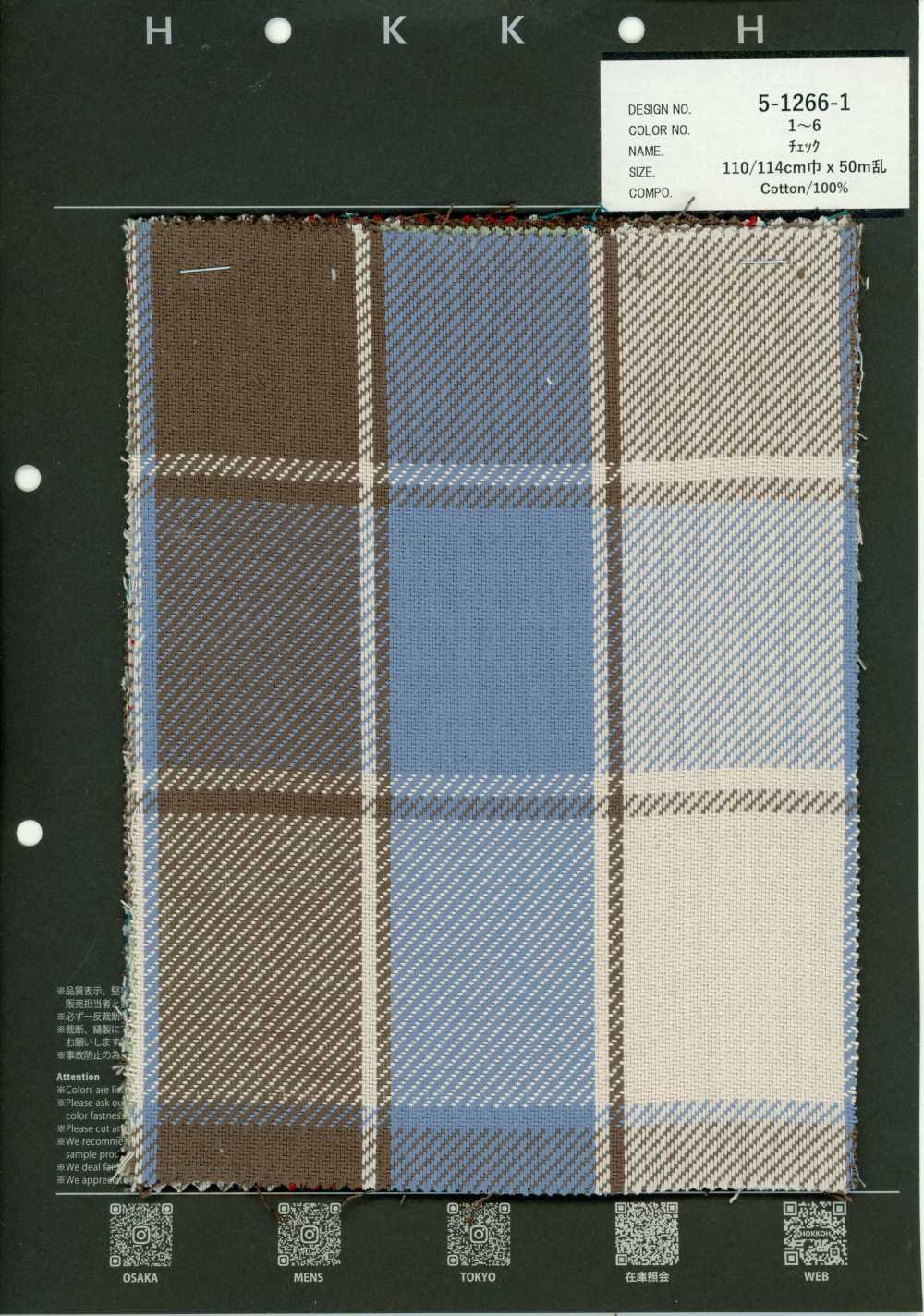 5-1266-1 Sergé De Coton à Carreaux[Fabrication De Textile] HOKKOH